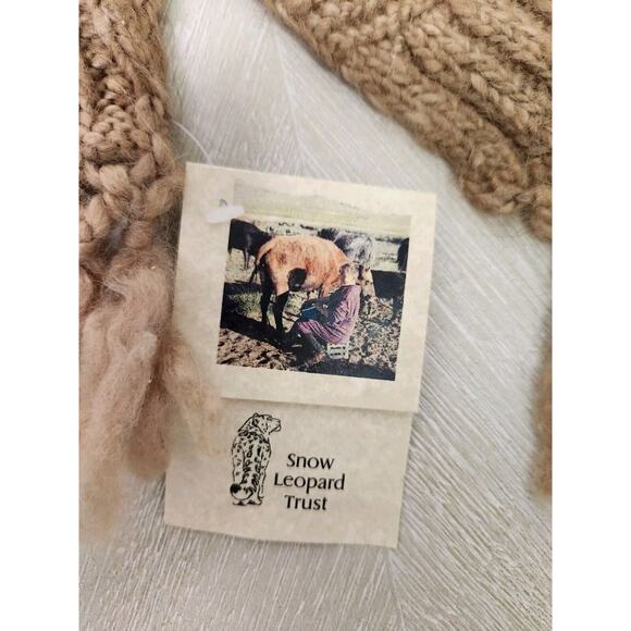 Handmade Chunky Knit Scarf Camel Wool From Snow Leopard Trust 46X6.5 Inches - Picture 2 of 6